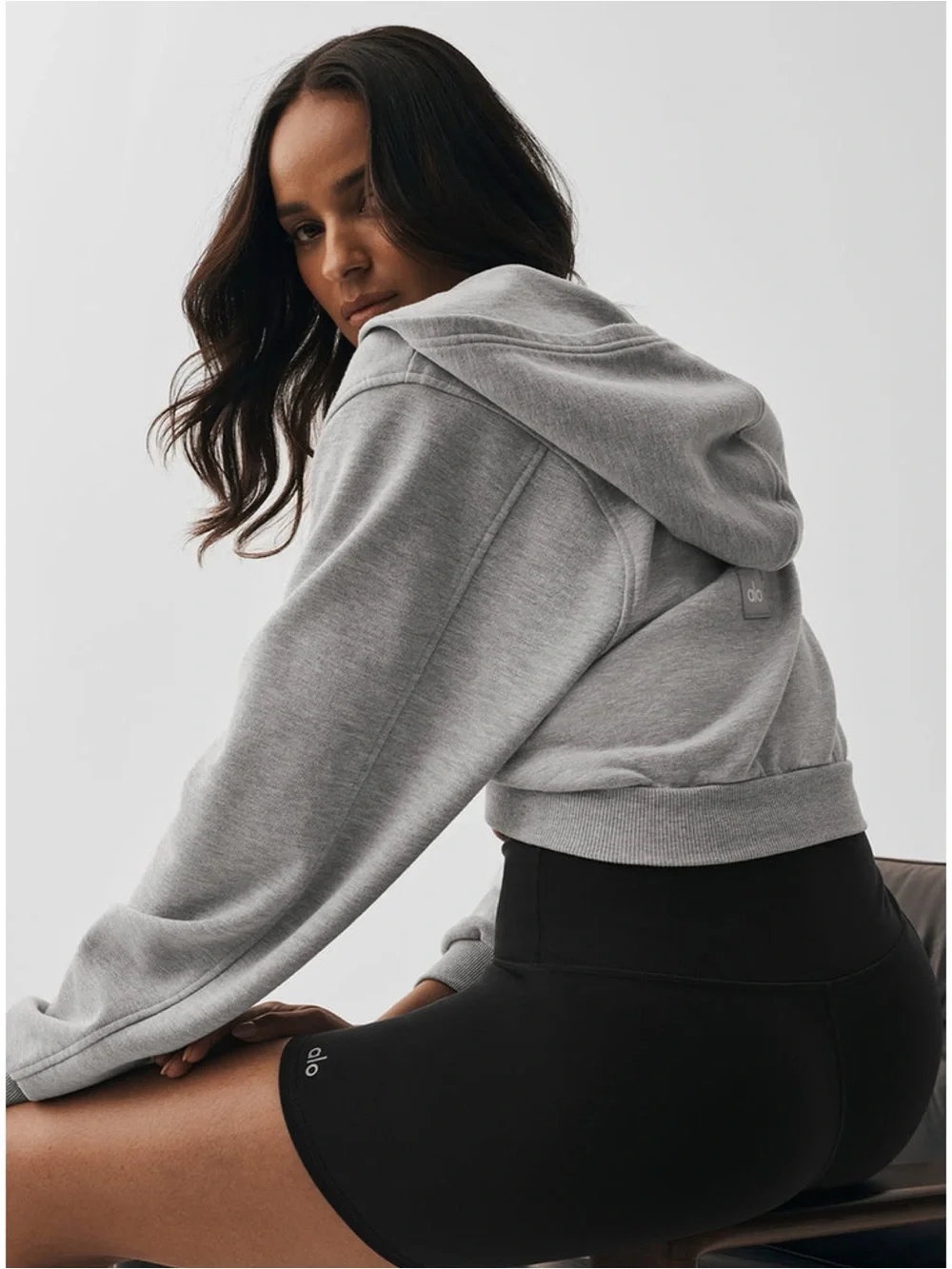 Alo Yoga Sweet Escape Zip Up Hoodie in Athletic Heather Grey Small - Picture 2 of 12